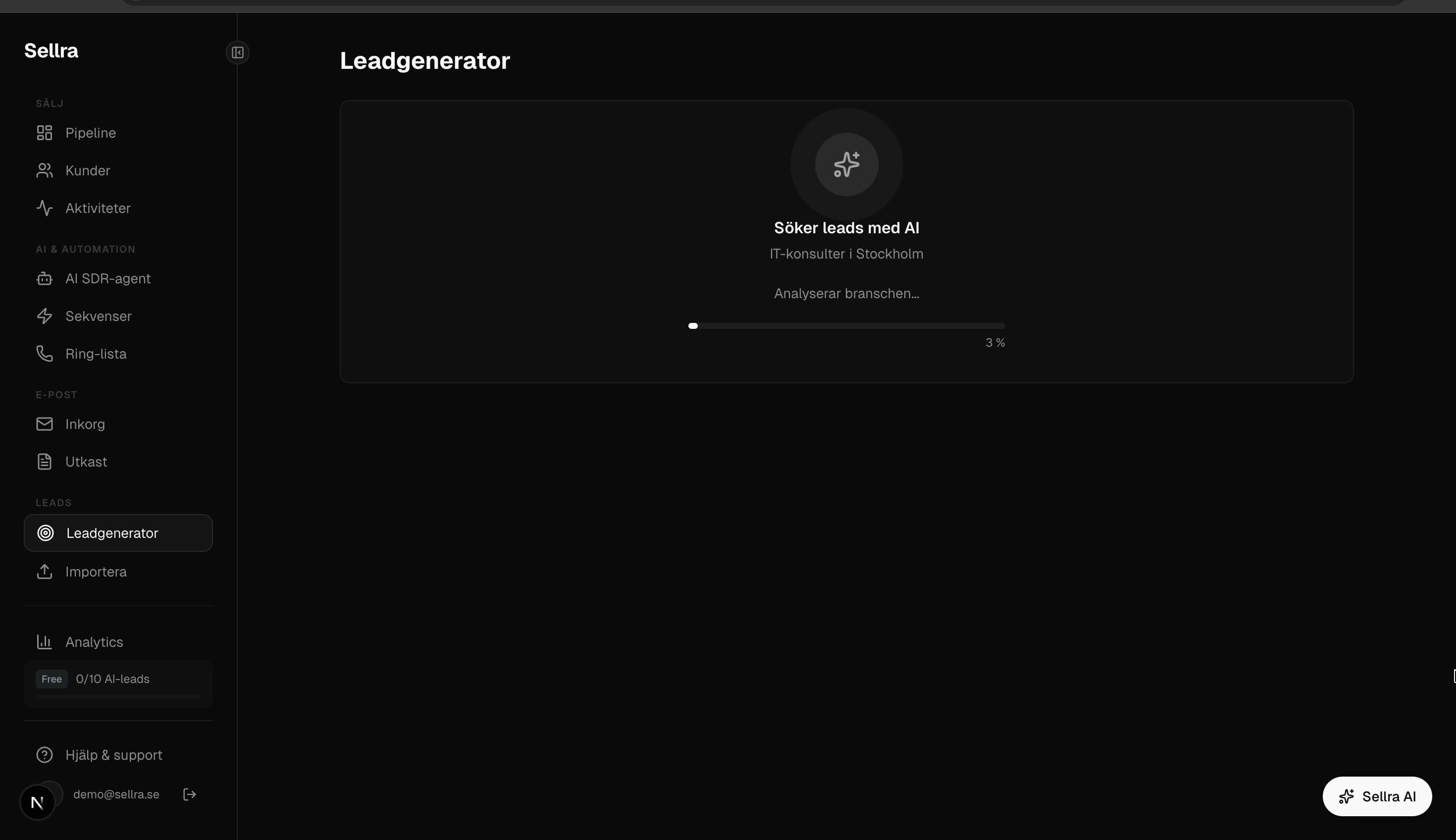Sellras leadgenerator söker svenska B2B-leads med AI